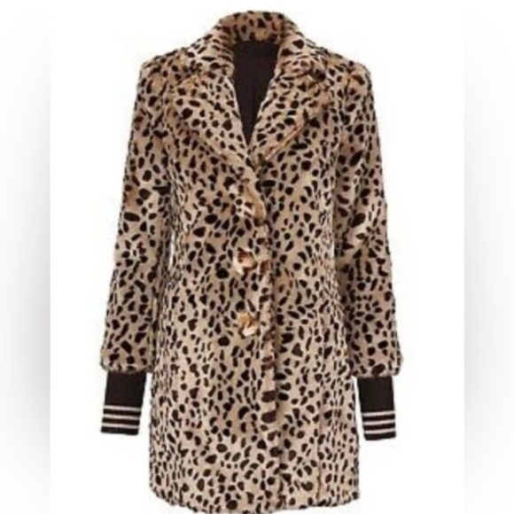 CABI Leopard Print Women's faux fur Coat SZ med - Picture 4 of 10